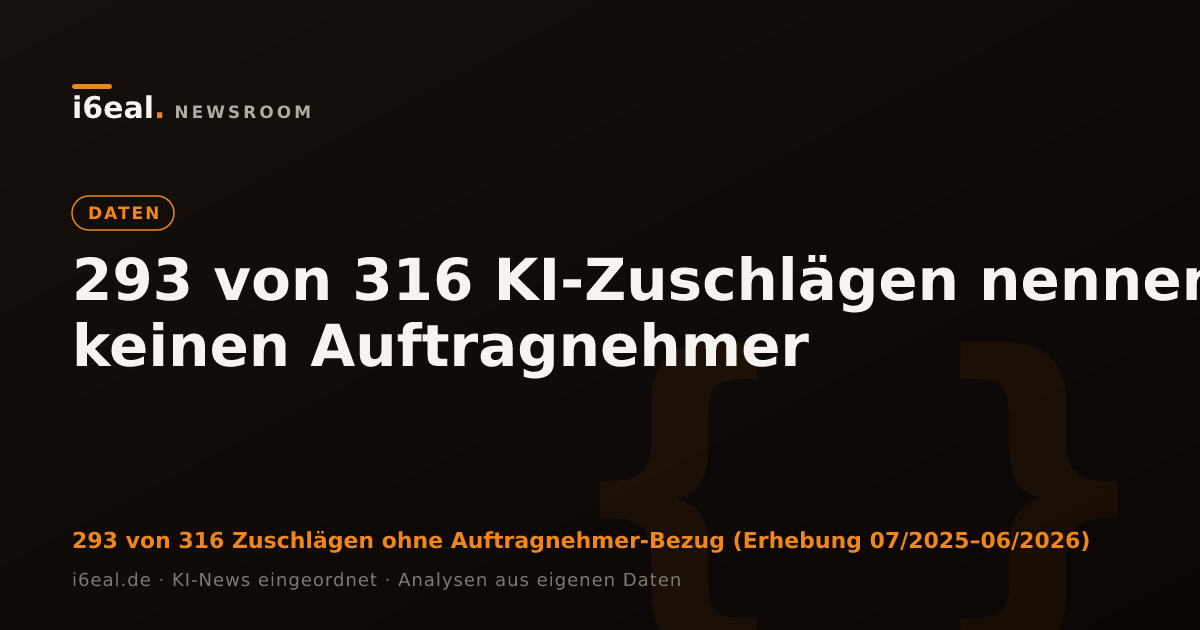 293 von 316 KI-Zuschlägen nennen keinen Auftragnehmer